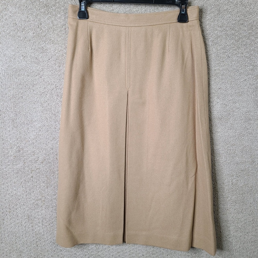 Vintage Evan-Picone Skirt Womens 12 Beige Wool Blend A-Line Pleated